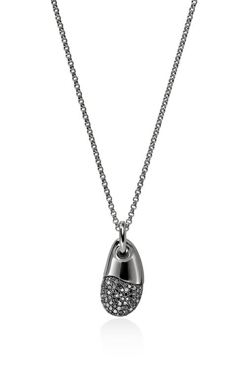 Shop John Hardy Pebble Necklace, Sterling Silver, Black Sand Diamond Pavé In Silver/white/black Diamond