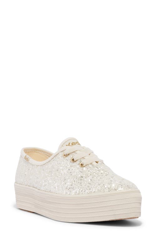 Keds ® Point Glitter Platform Sneaker In Light Beige Glitter