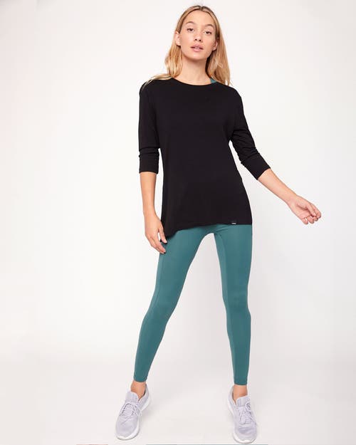 Shop Rebody Active Anen Side Tie 3/4 Sleeve Top In Metropolis Black