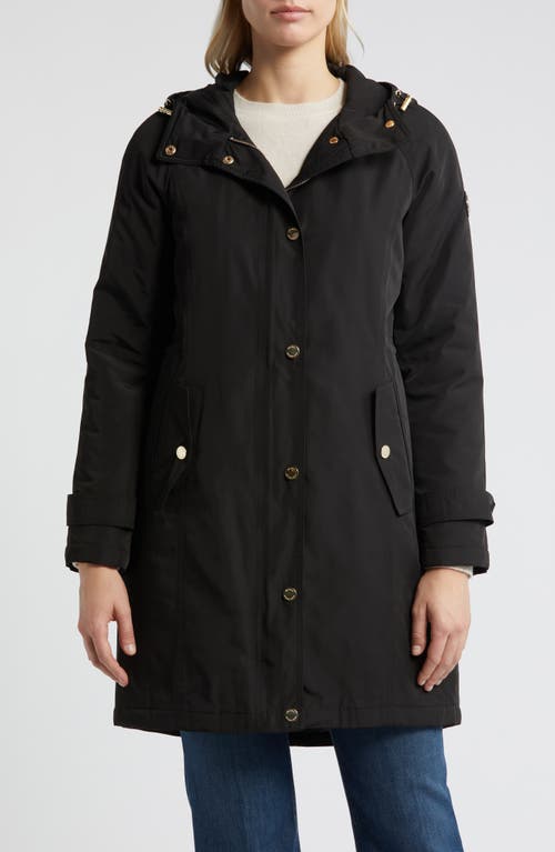 Shop Michael Michael Kors Water Resistant Hooded Coat In Black