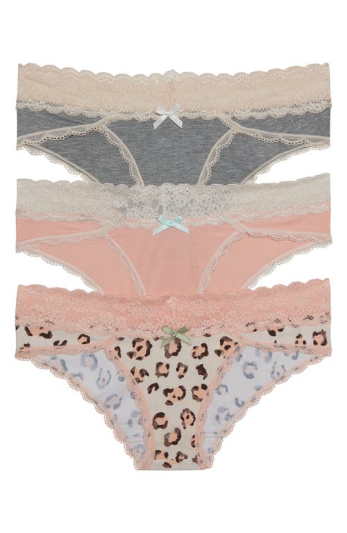 Honeydew Intimates Ahna 3-Pack Hipster Panties in Heatgry/georg/clmlpd