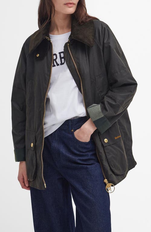 Barbour Black Cotton Allerston Wax Coat In Black