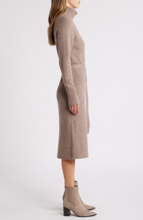 CASLONR CASLON(R) TIE WAIST LONG SLEEVE TURTLENECK SWEATER DRESS 