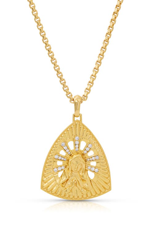 Mary Veil Pendant Necklace in White Cz/Gold