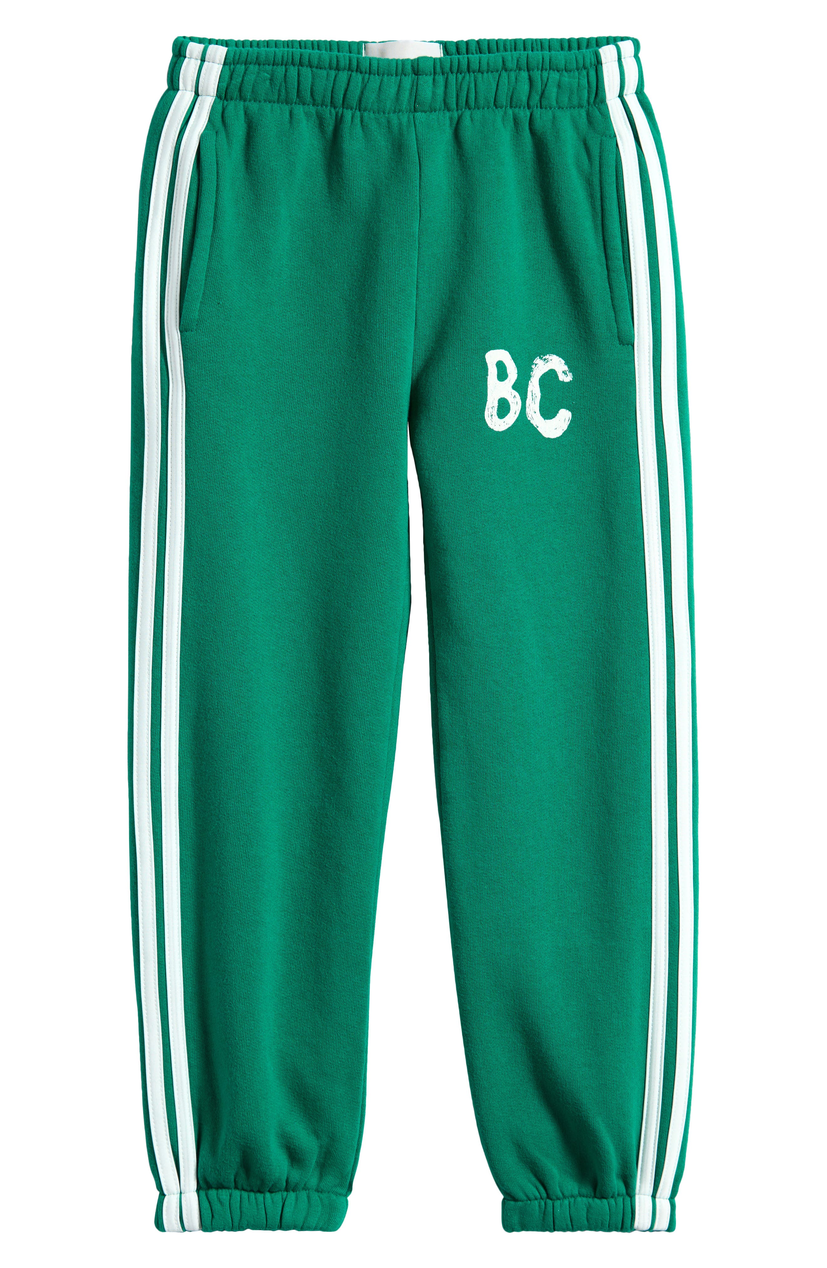 Bobo Choses Kids' Shadow Stripe Organic Cotton Joggers in Green 