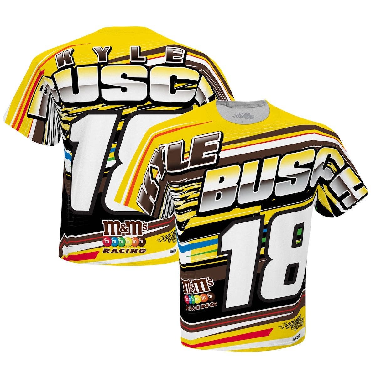 JOE GIBBS RACING TEAM COLLECTION Men's Joe Gibbs Racing Team Collection White Kyle Busch Sublimated Speedster T-Shirt
