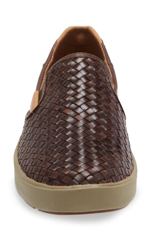 Olukai Men's Lae'ahi Lauhala Slip On In Dark Wood In Dark Wood/dark Wood