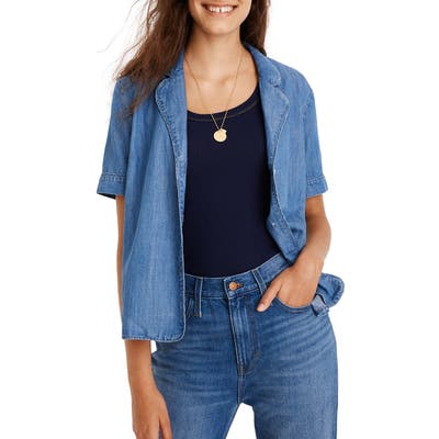 Madewell Shrunken Denim Pajama Shirt, Blue