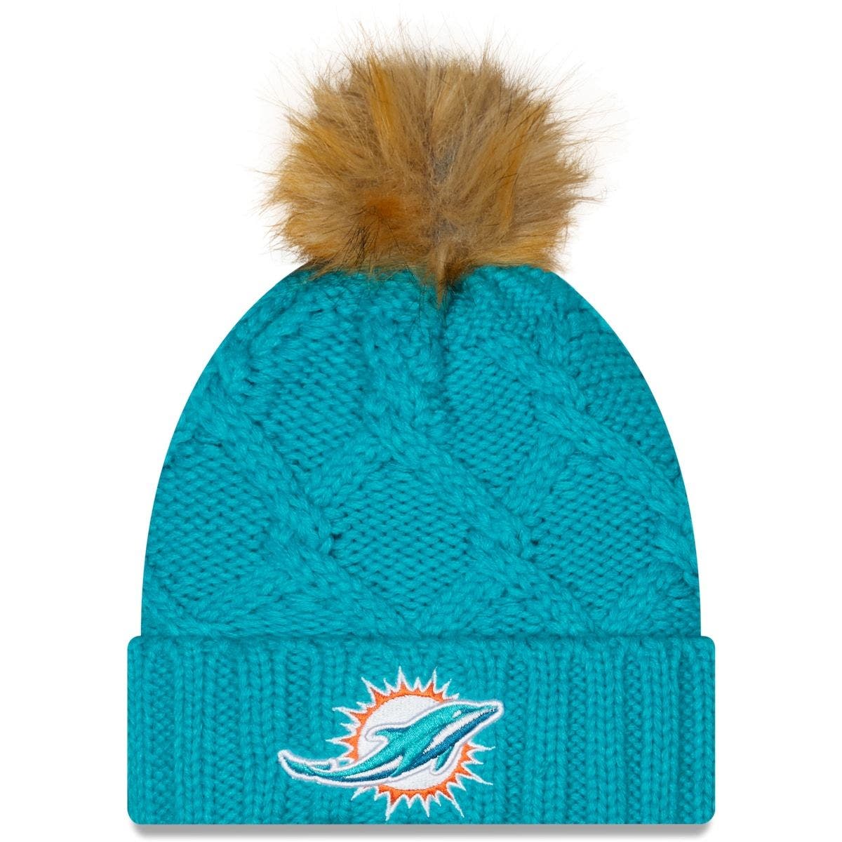 miami dolphins pom pom hat