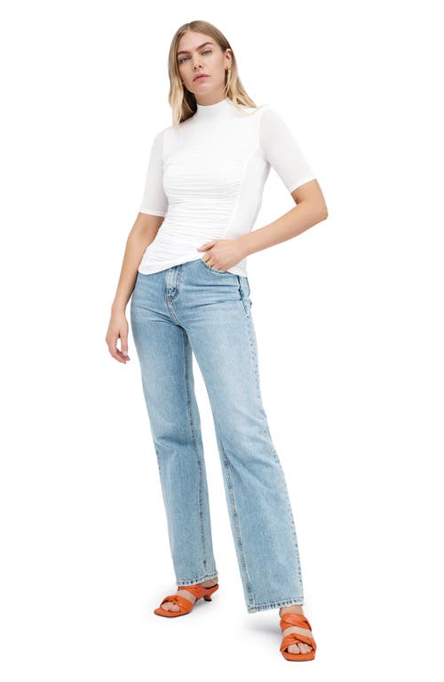 Marcella Logan Ruched Mock Neck Top In Off White