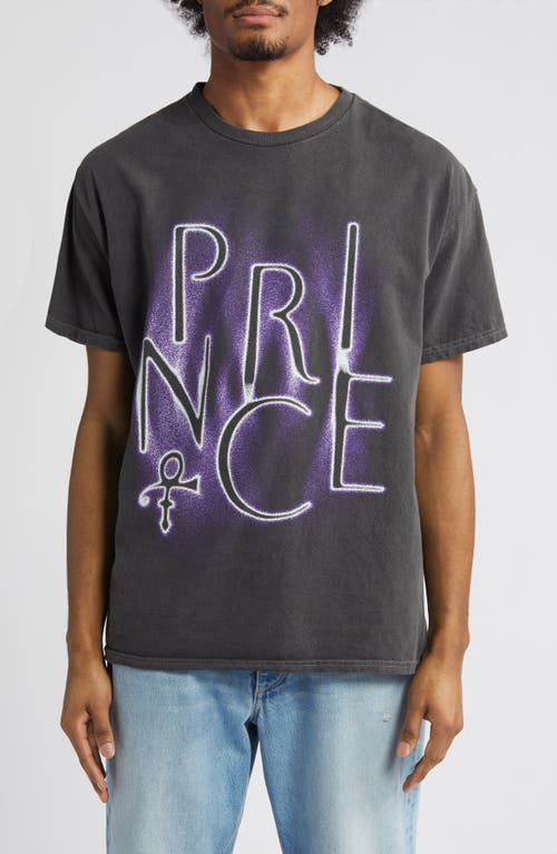 Prince Glow in the Dark Cotton Graphic T-Shirt in Black Pigment Wash