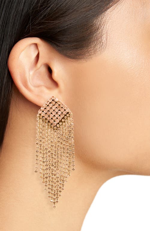 Shop Deepa Gurnani Niomi Crystal Fringe Drop Earrings In Peach