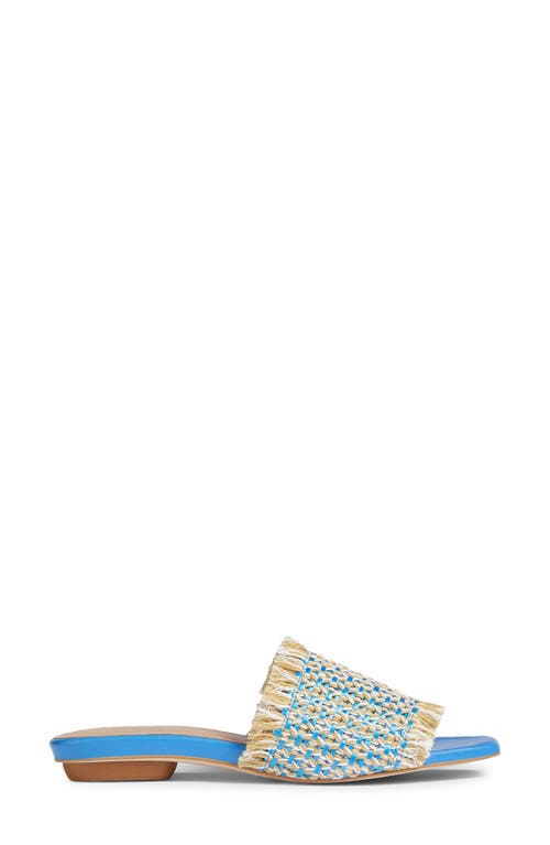 Shop Lk Bennett Meera Woven Raffia Slide Sandal In Blue/cream