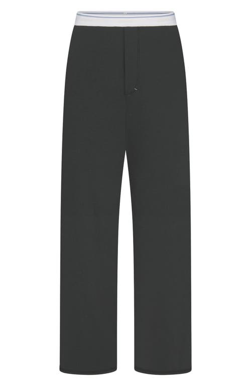 Shop Skims Rib Cotton Blend Relaxed Pants In Soot Sport Stripe