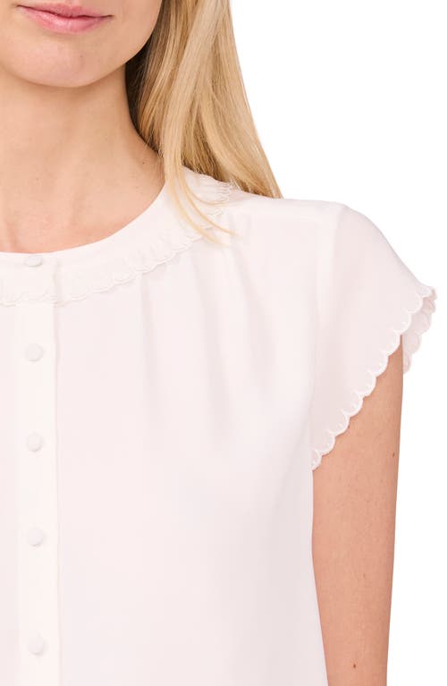 Cece Women's Scalloped Cap Sleeve Blouse In New Ivory