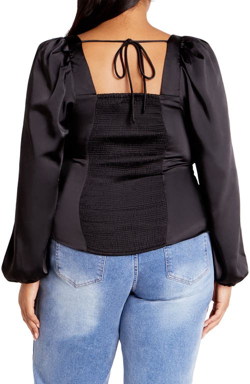 Shop City Chic Sienna Center Ruched Satin Top In Black