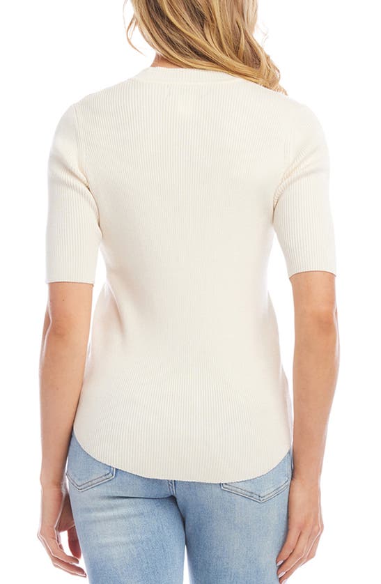 Shop Karen Kane Rib Short Sleeve Sweater In Cream