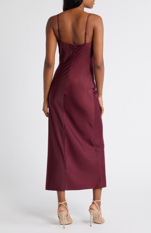 Shop Rare London Diamante Satin Slipdress In Burgundy