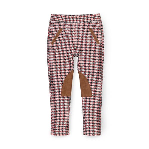 Hope & Henry Girls' Ponte Riding Pant, Infant In Berry And Navy Houndstooth