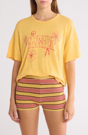 Mother The Big Deal Embellished Linen & Cotton Graphic Tee In Hippie