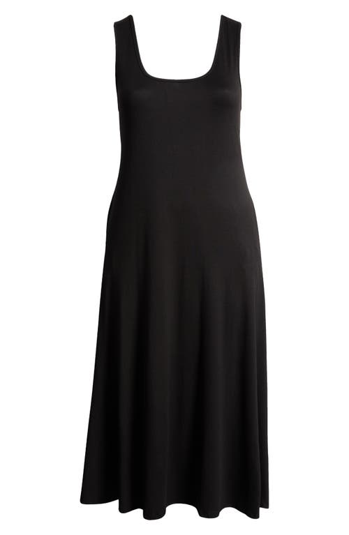 24seven Comfort Apparel Scoop Neck Sleeveless Maternity Maxi Dress With Pockets In Black