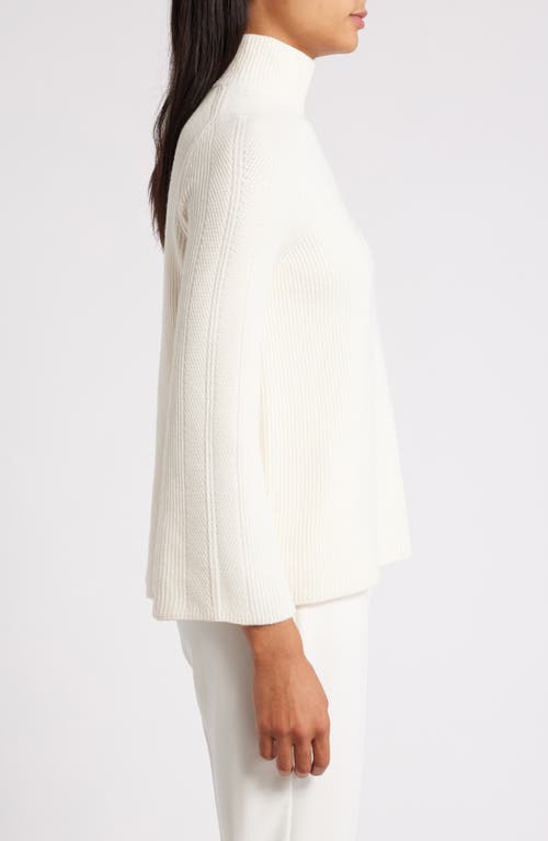 Shop Anne Klein Mock Neck Rib Sweater In Anne White