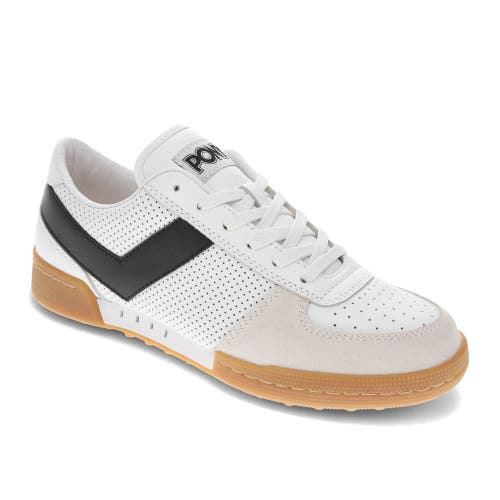 Shop Pony Linebacker Lux Sneakers In White/black/cement