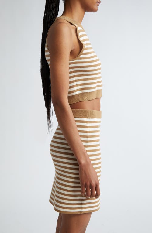 Shop Max Mara Tenna Stripe Sleeveless Crop Sweater In Honey