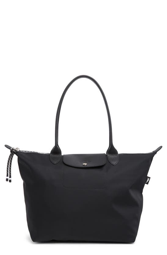 Longchamp Large Le Pliage Green Recycled Canvas Tote In Black