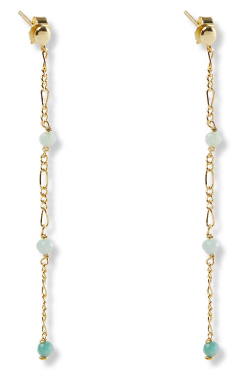 Stone Figaro Chain Linear Earrings in Gold