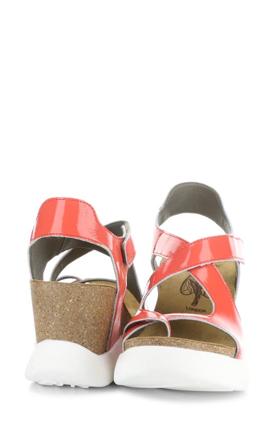 Shop Fly London Gavi Ankle Strap Platform Wedge Sandal In Scarlet Nappalak