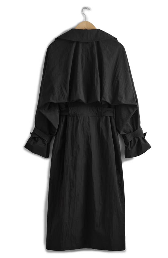Shop & Other Stories Belted Double Breasted Trench Coat In Black Dark