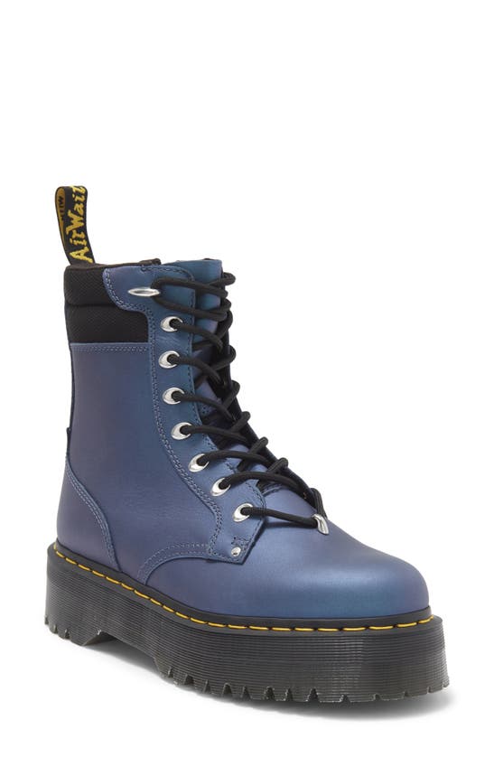 Dr. Martens Jadon Ii Platform Leather Boots In Deep Blue/black