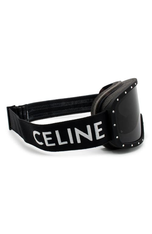 Shop Celine Ski Mask With Mirrored Lens In Matte Black/crystal Strass