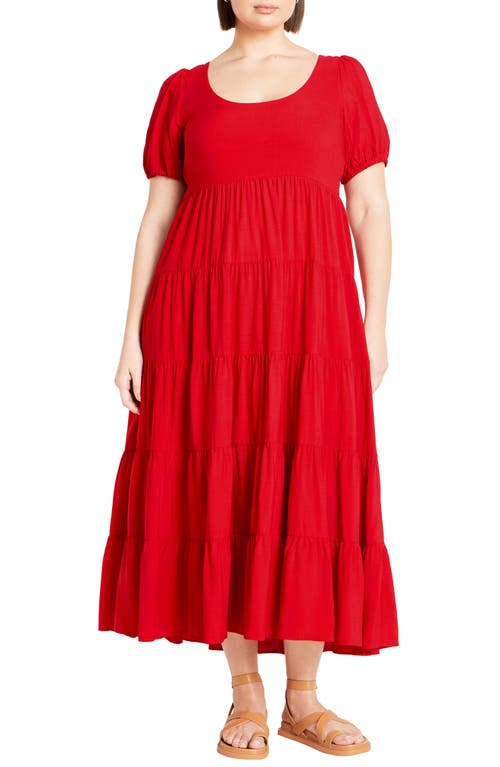 Shop City Chic Mila Tiered Maxi Dress In Crimson