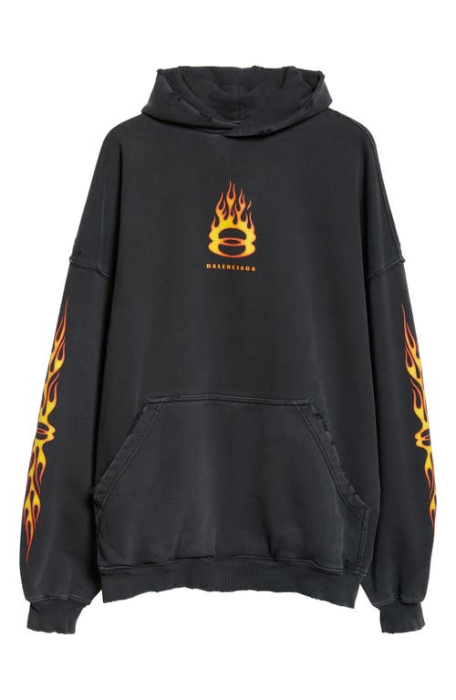 BALENCIAGA BALENCIAGA OVERSIZE BURNING UNITY COTTON HOODIE
