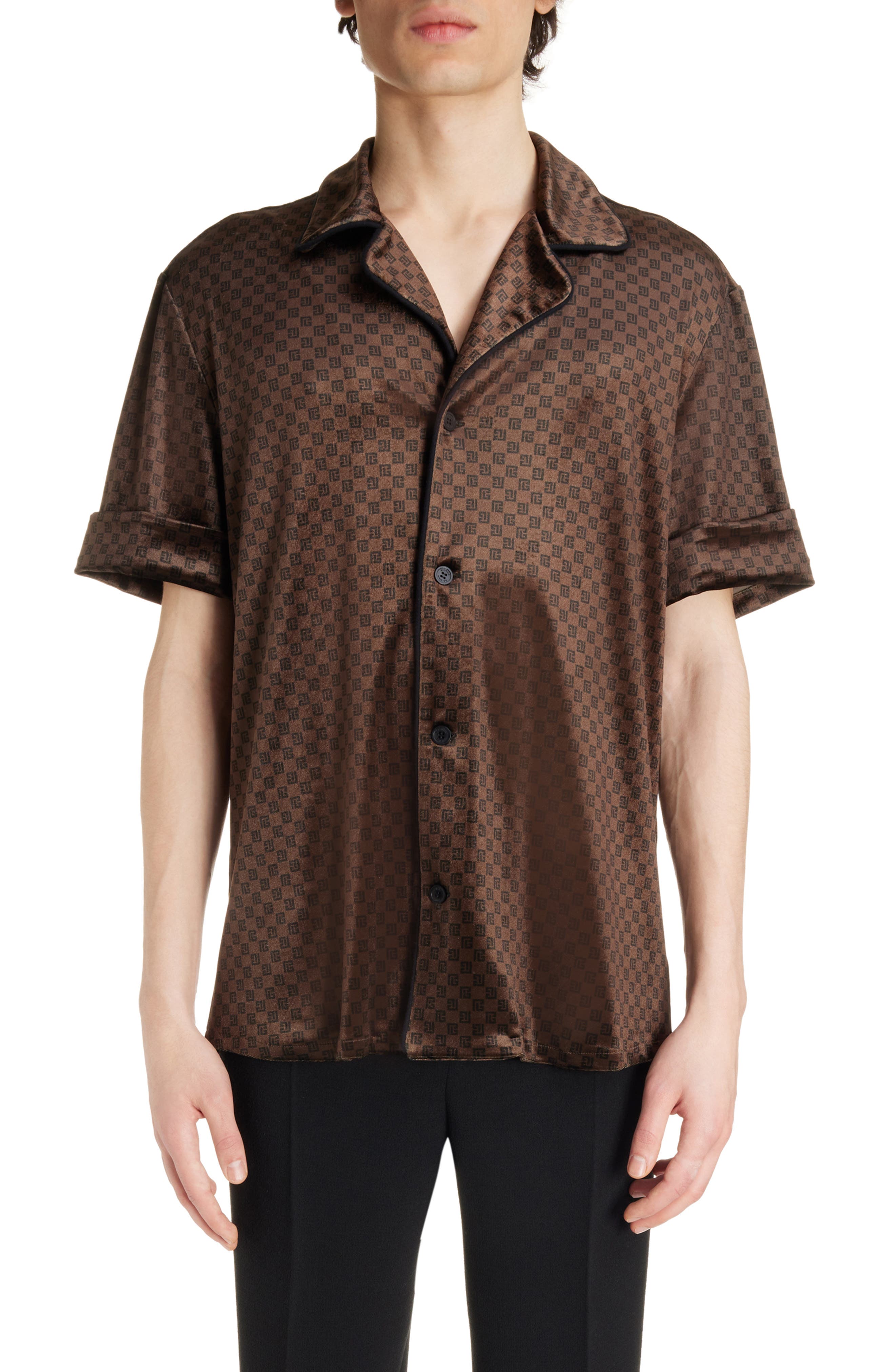 designer short sleeve button up