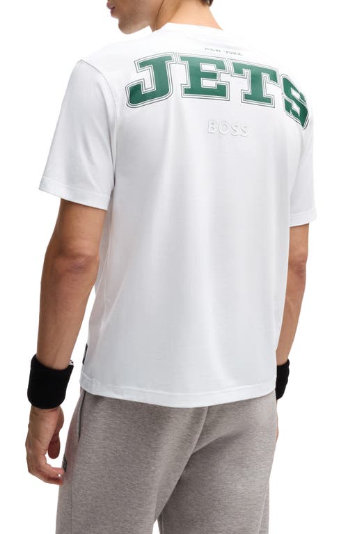 Shop Hugo Boss Boss X Nfl Stretch Cotton Graphic T-shirt In New York Jets - White