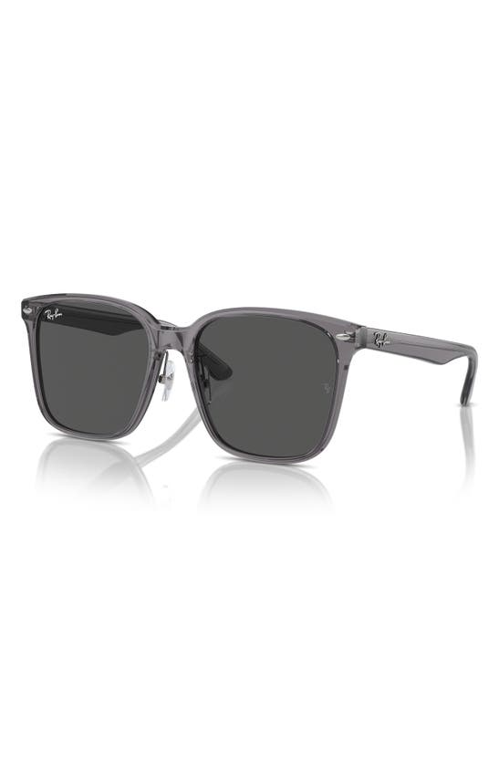 Ray Ban Slim Square 57mm Sunglasses In Transparent Grey