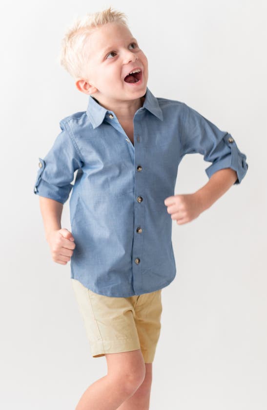 Ruggedbutts Babies' Kids' Cotton Chambray Button-up Shirt In Blue ...