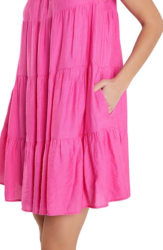 Shop English Factory Contrast Merrow Stitch Babydoll Dress In Pink