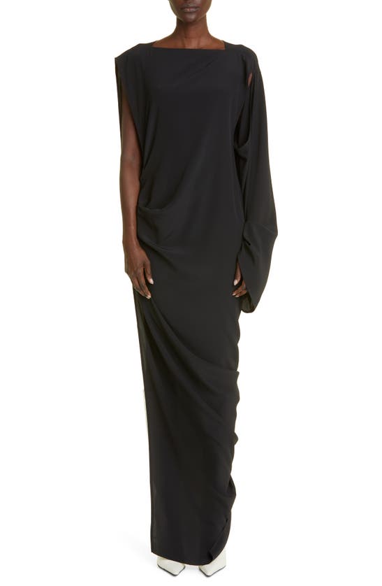 Rick Owens One-shoulder Draped Column Gown In Black