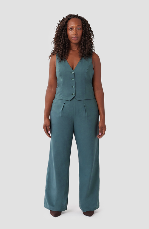 Aam The Label The Wool Wide Leg Pant For Full Hips And Thighs In Storm