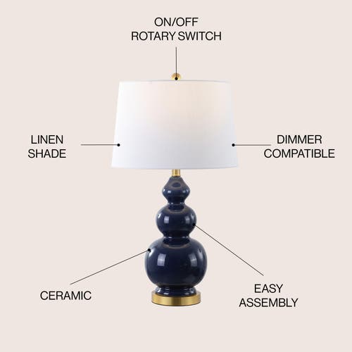 Jonathan Y Bowen Contemporary Transitional Ceramic Gourd Led Table Lamp In Navy