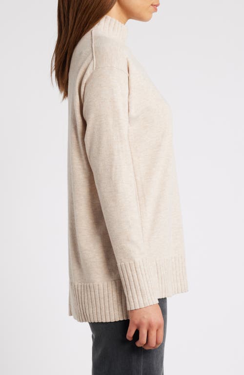 Shop Caslonr Caslon(r) Mock Neck Tunic Sweater In Tan Doeskin Heather