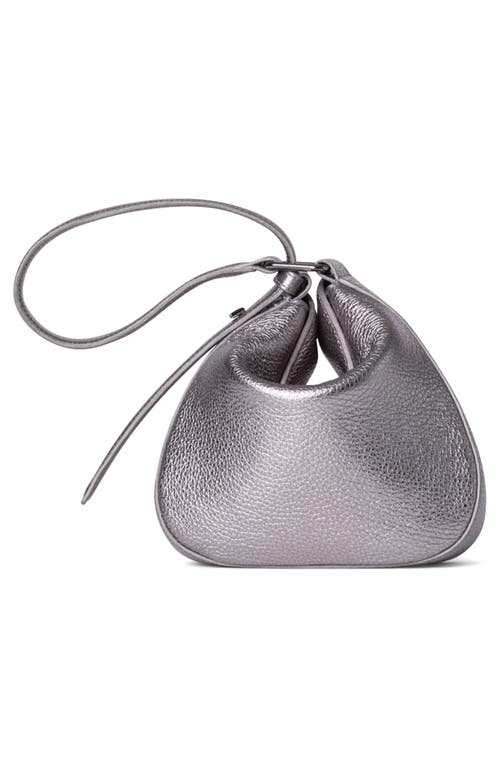 Shop Akris Mini Anna Leather Hobo Bag In Grey Metallic