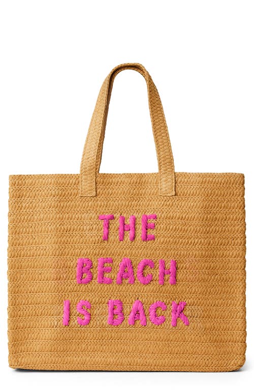 btb Los Angeles The Beach is Back Straw Tote in Sand/Fuschia