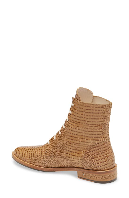 Freda Salvador Ralf Snake Embossed Lace-up Boot In Wheat Mini Embossed Croc