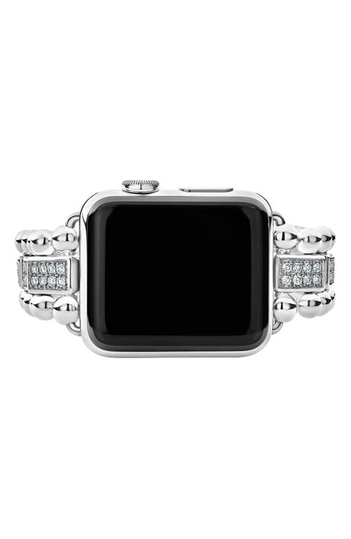 Lagos Smart Caviar Sterling Silver & Diamond Apple Watch® Watchband In Silver/diamond
