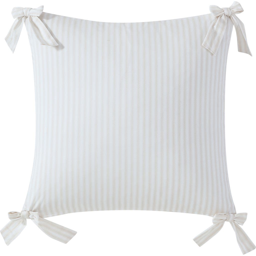 Peri Home Pinstripe Bow Accent Pillow In Taupe